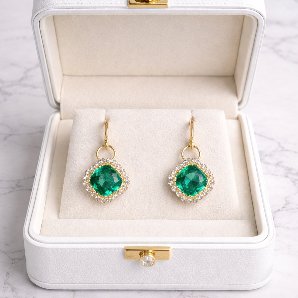 💚 Fancy Sass Co. “Emerald Promise” Statement Earrings | Handmade (One of One)